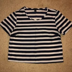 Navy and white striped boxy shirt
